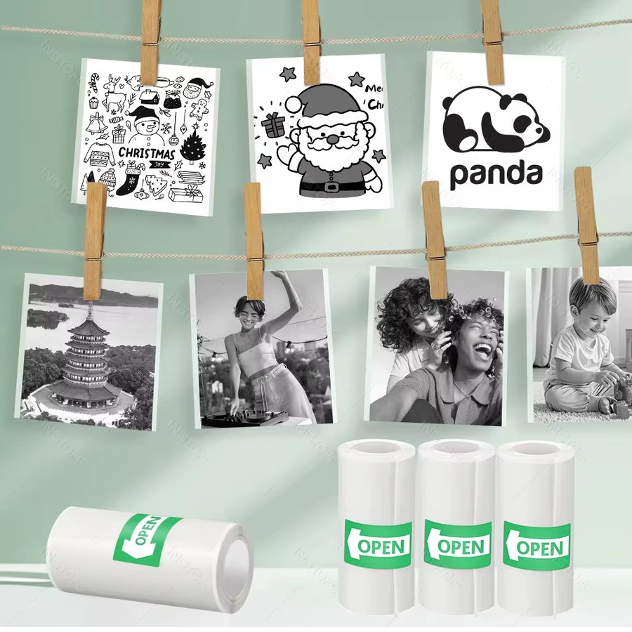 10 Stück selbstklebendes Thermopapier für Mini-Drucker, weißes Aufkleberpapier für Taschenthermodrucker, B: 57 mm, H: 25 mm - Bild 2