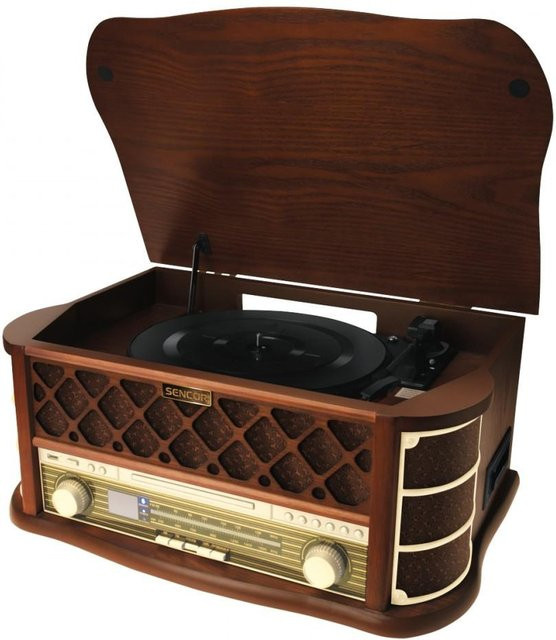 KATOMIX Retro-Plattenspieler STT 016 in Braun mit CD-Player und USB-Anschluss - Bild 1