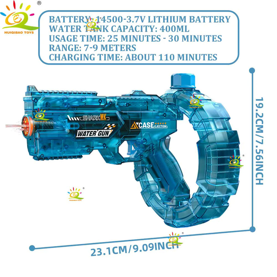 HUIQIBAO Weltraum Elektrische Weltraum-Wasserpistole, Automatische Spritzpistole, transparent, blau - Bild 4