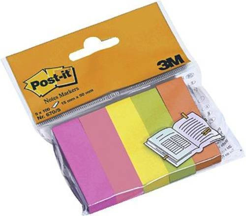 Post-it Haftnotizen 670-5 Multicolor, B: 15 mm, B: 50 mm, 500 Blatt - Bild 1