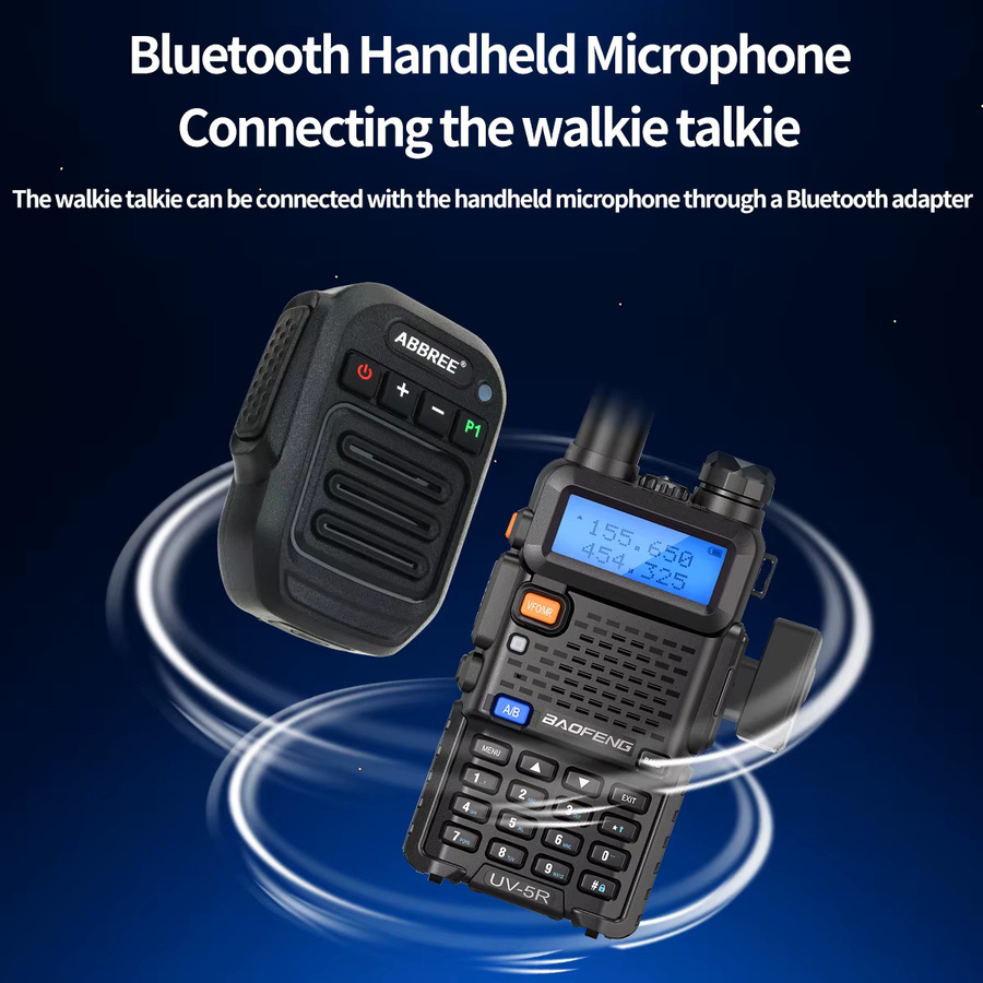 ABBREE Drahtloses Bluetooth-Mikrofon mit USB-C Anschluss in Schwarz für Baofeng UV-5RH und Quansheng UV-K5(8) Walkie Talkies - Bild 4