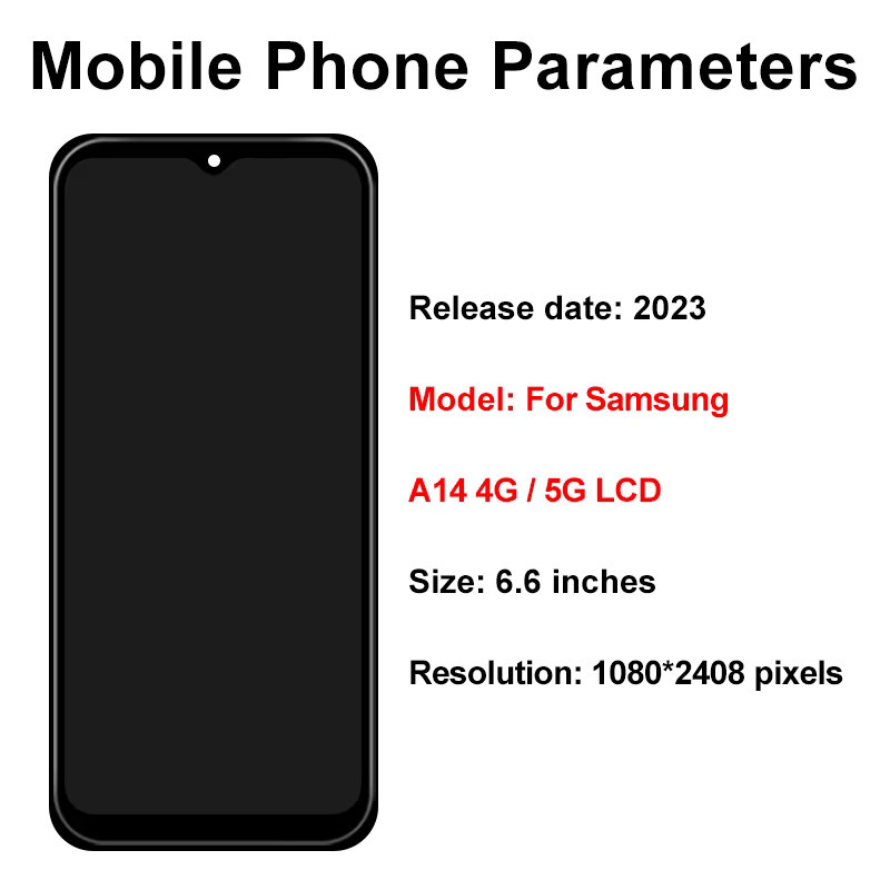 IPS Display mit Touchscreen Digitizer für Samsung Galaxy A14 4G 5G, 6,6 Zoll, Schwarz - Bild 2