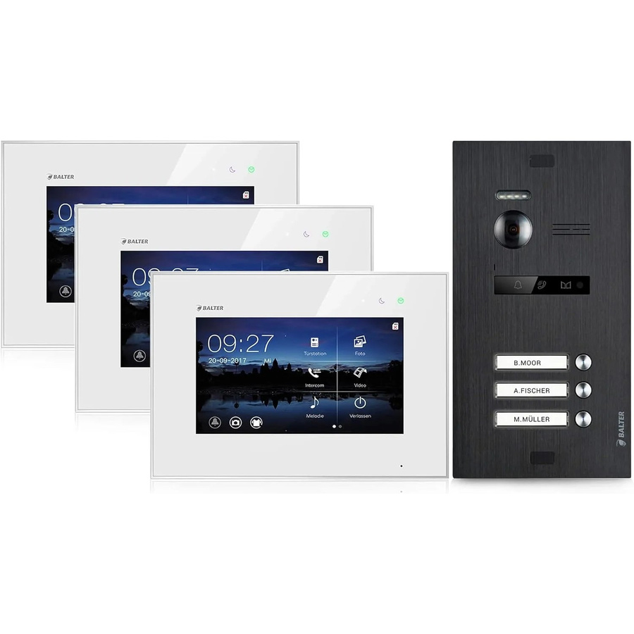 Balter EVO Video-Türsprechanlage für Dreifamilienhäuser mit 3x 7 Zoll Monitoren in Weiß-Schwarz - Bild 2