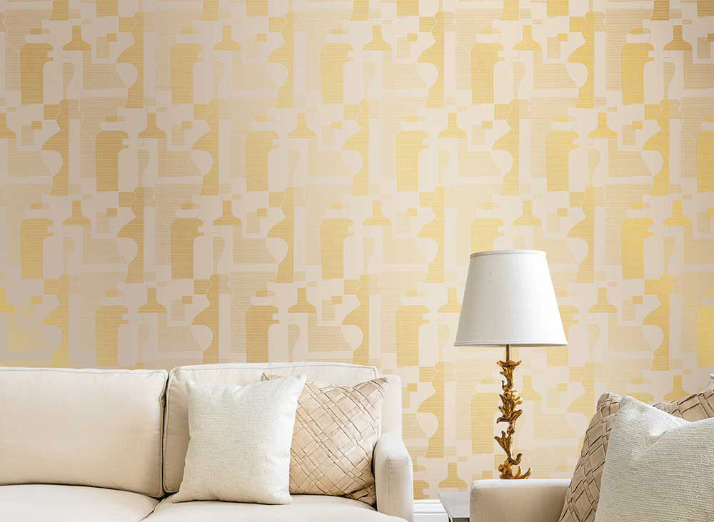 Jannelli & Volpi Tapete Forma 7001 in Gold und Gelb mit geometrischem und abstraktem Design aus Vlies - Bild 1
