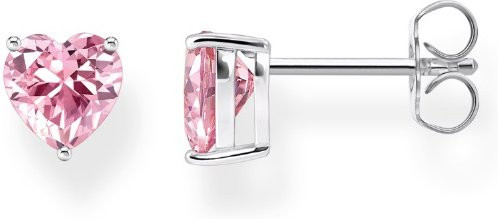 Thomas Sabo Ohrstecker 925 Silber, pinkfarbener Stein, Herzform, Damen - Bild 1