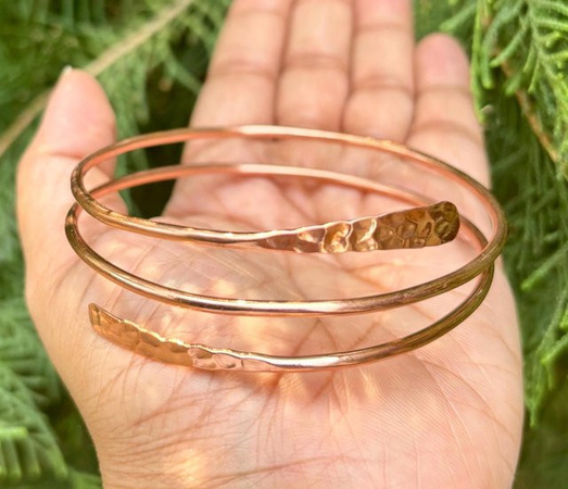 Armreif Kupfer, Roségold, Damen, Hammer-Optik