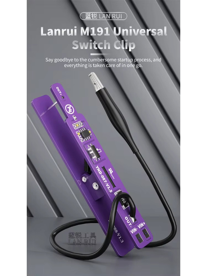 Lanrui M191 Universelles Power-On-Clip-Stromleckage-Erkennungswerkzeug in Lila für die Reparatur von IP- und Android-Smartphones mit 2 Modi - Bild 6