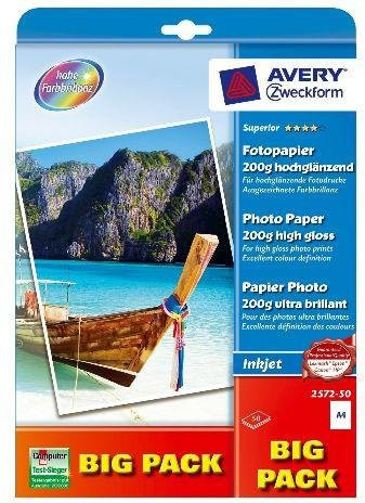 AVERY Zweckform Superior Inkjet Fotopapier A4 Glossy 200g 50 Blatt - Bild 1