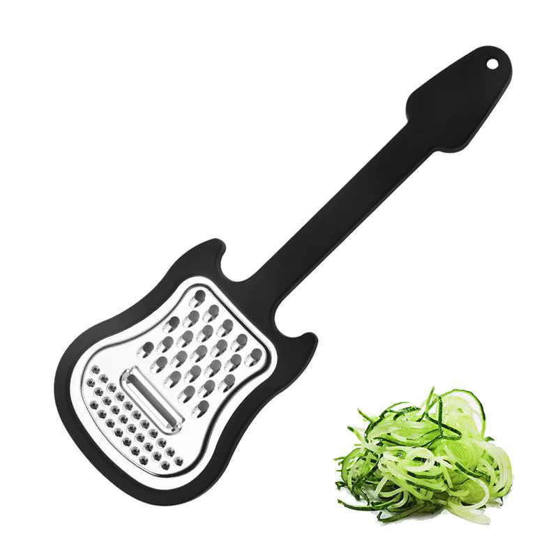 Multifunktionale Obst- und Gemüseschäler in Gitarrenform, schwarzer Küchenschäler aus Kunststoff für Kartoffeln, Käse und Obst - Bild 3