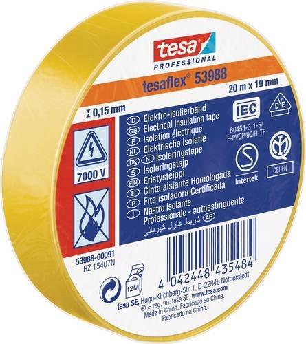 tesa Professional Isolierband Gelb Breite: 19 mm, Länge: 20 m - Bild 1