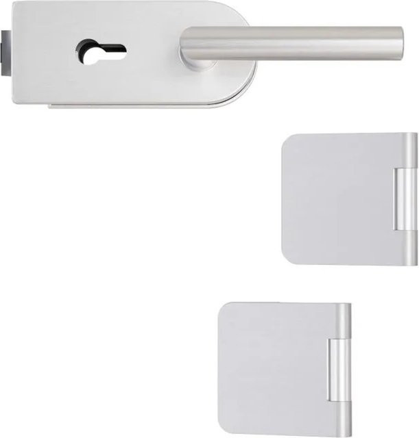 Hansaglas Glastürbeschlag Studio/Office Profilzylinderschloss mit gerundetem Design in Silber, Aluminium, B/T/H: 265 x 175 x 80 cm - Bild 1
