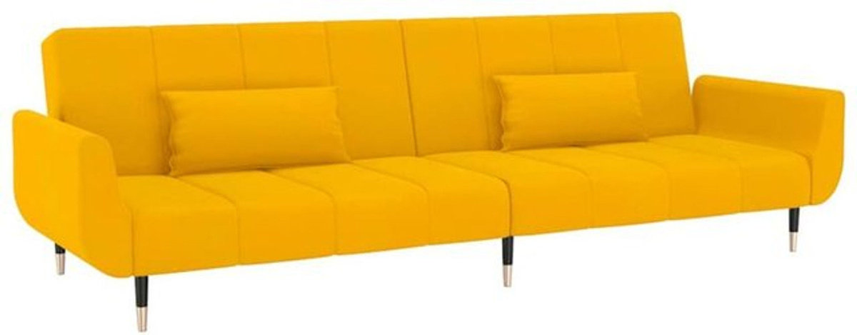 vidaxl Schlafsofa 2-Sitzer aus Samt in Gelb mit 2 Kissen und Metallgestell - Bild 1
