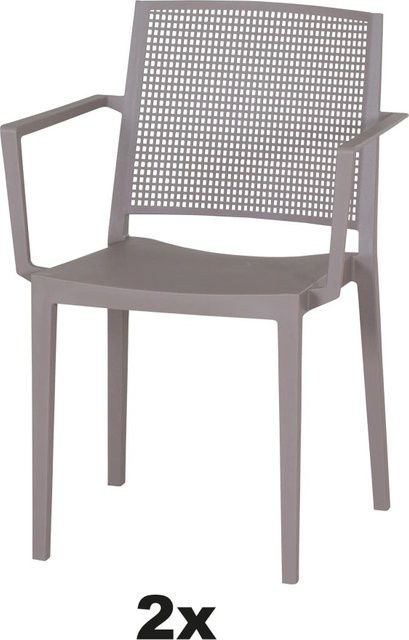 Siena Garden Stapelsessel-Set Square 2-teilig in Taupe aus Polypropylen und Glasfaser mit Armlehnen - Bild 1