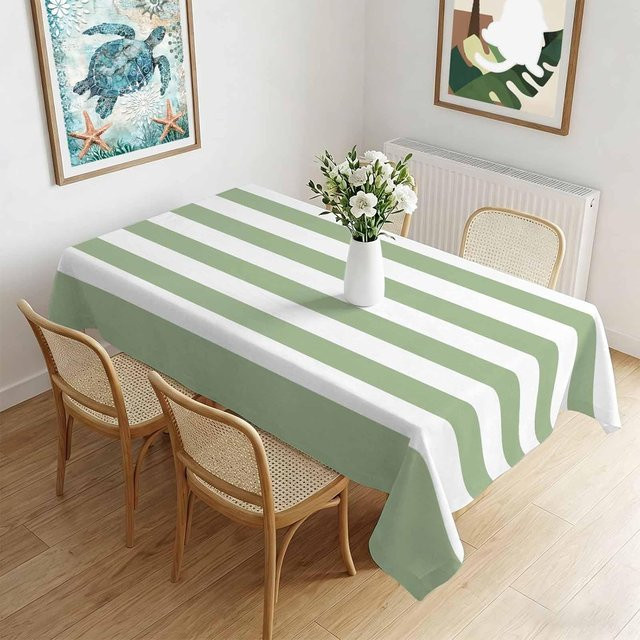 Wasserdichte Tischdecke JINGYUE Pet mit Streifen-Design in Weiß, Rechteckig, B/T: 160 x 100 cm - Bild 1