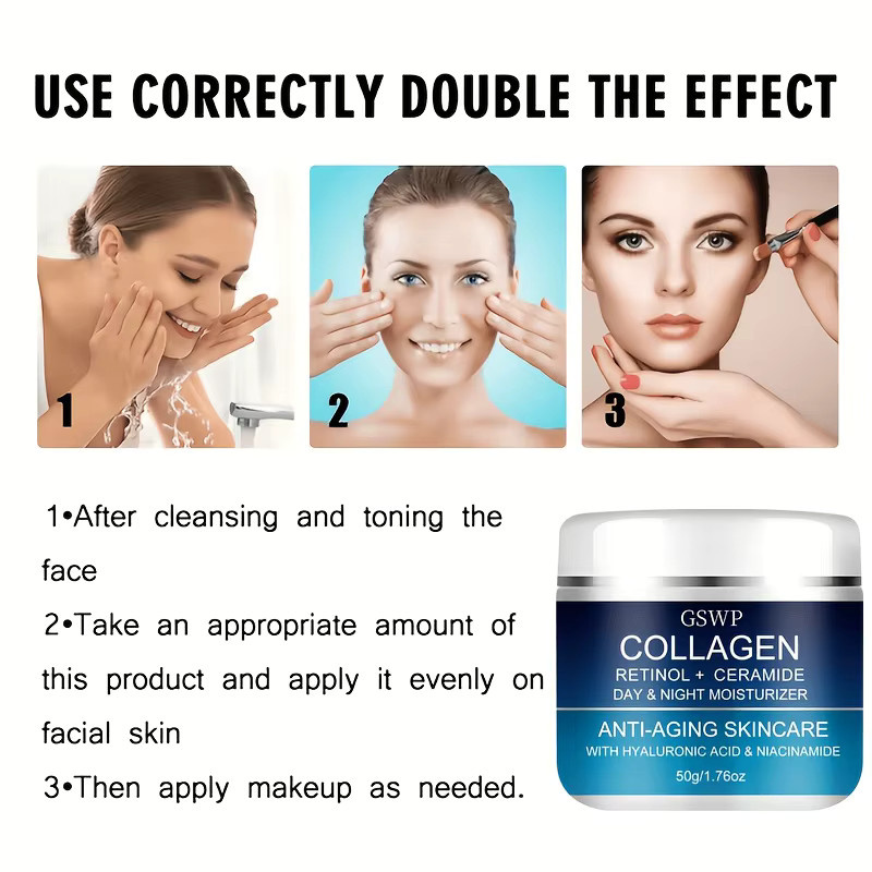 GSWP Kollagen Tag- und Nacht-Feuchtigkeitscreme mit Retinol und Ceramiden, 50g/100g - Bild 6