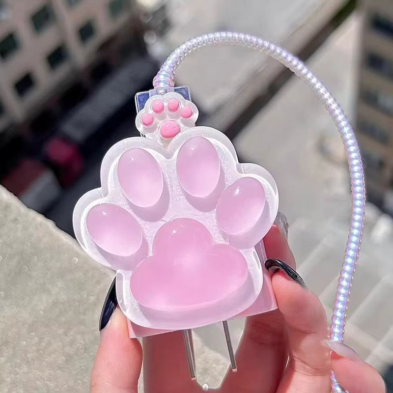 Apple Katzenpfoten Datenkabel-Schutzhülle für iPhone Schnellladegeräte in Pink - Bild 3