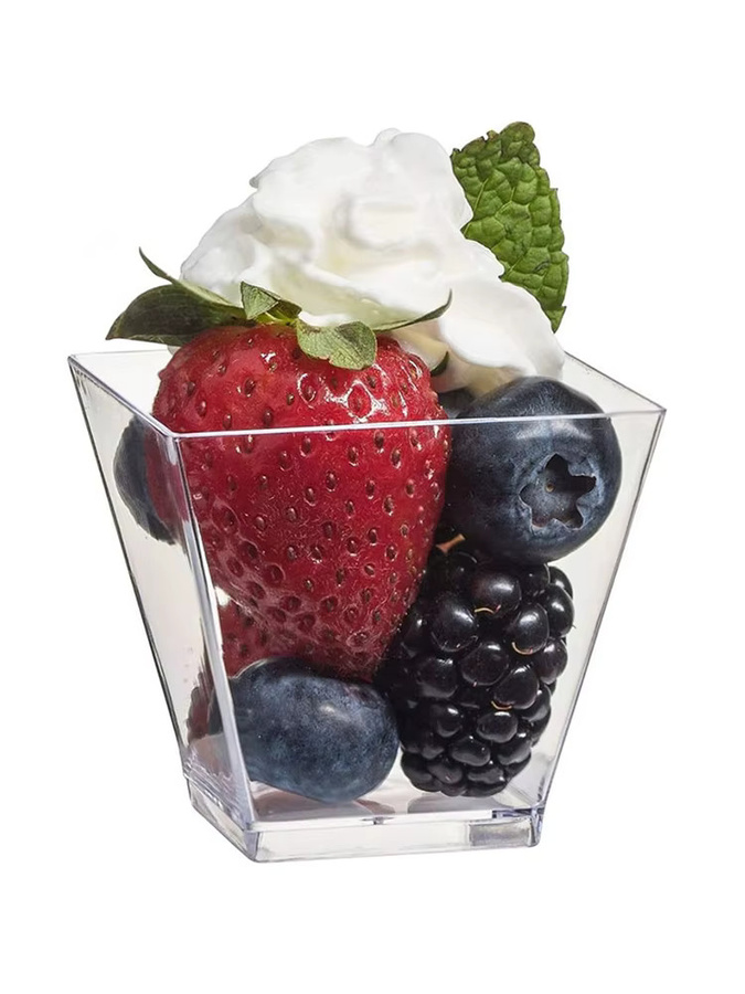 GrandFlavor Einweg-Dessertbecher aus Kunststoff, quadratisch, transparent, 20 Stück, 60 ml - Bild 3