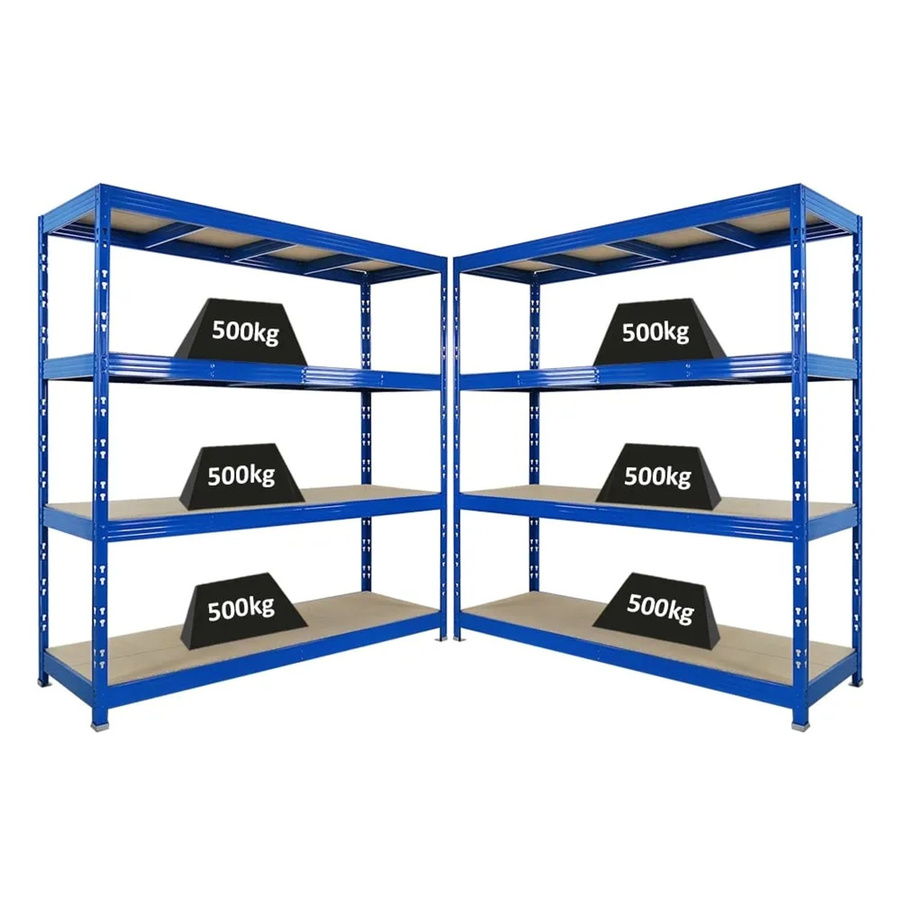 PROREGAL Rhino Schwerlastregal Set 2er Pack Blau, B/T/H: 200 x 60 x 200 cm, 4 Ebenen mit 8mm Spanplatten, Fachlast 500kg - Bild 2