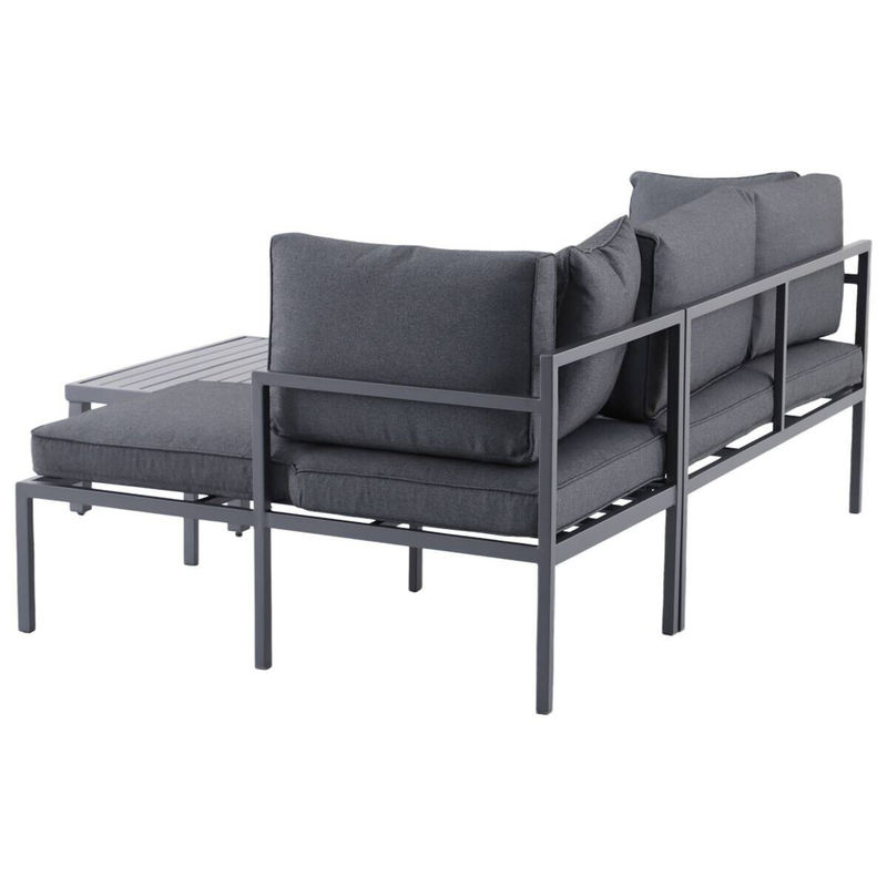 POCOline Loungeset Nizza in Dunkelgrau mit 2er Sofa, Ottomane und Tisch aus pulverbeschichtetem Stahlrohr inklusive Kissen - Bild 4