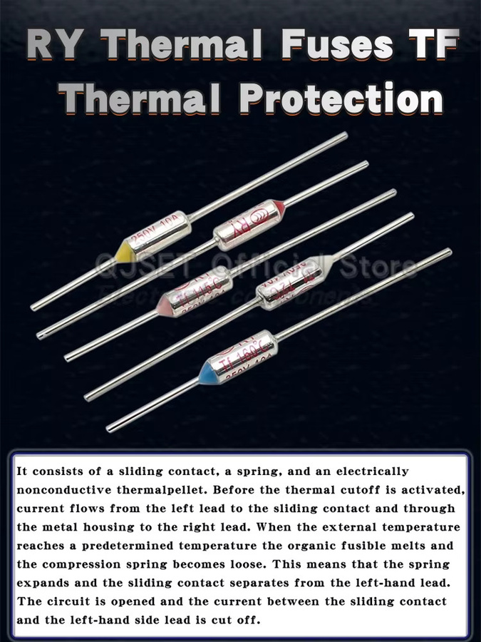 10 Stück TF Thermosicherungen RY Set mit verschiedenen Temperaturen von 72C bis 300C, 10A 15A 250V - Bild 3