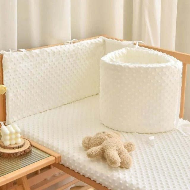 Insular Babykrippen-Schutz aus Baumwolle in Weiß, B/H: 65 x 65 cm - Bild 1