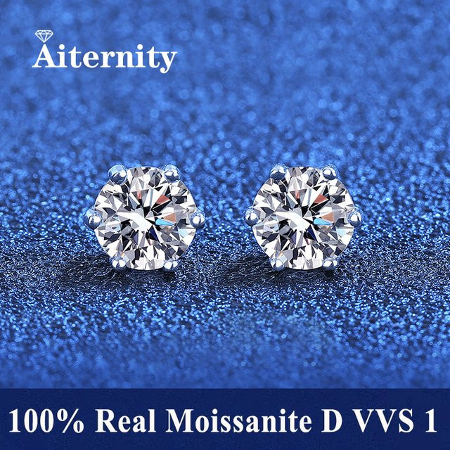 AITERNITY Moissanit-Ohrstecker, 925 Silber, 18 Karat vergoldet, Unisex - Bild 1