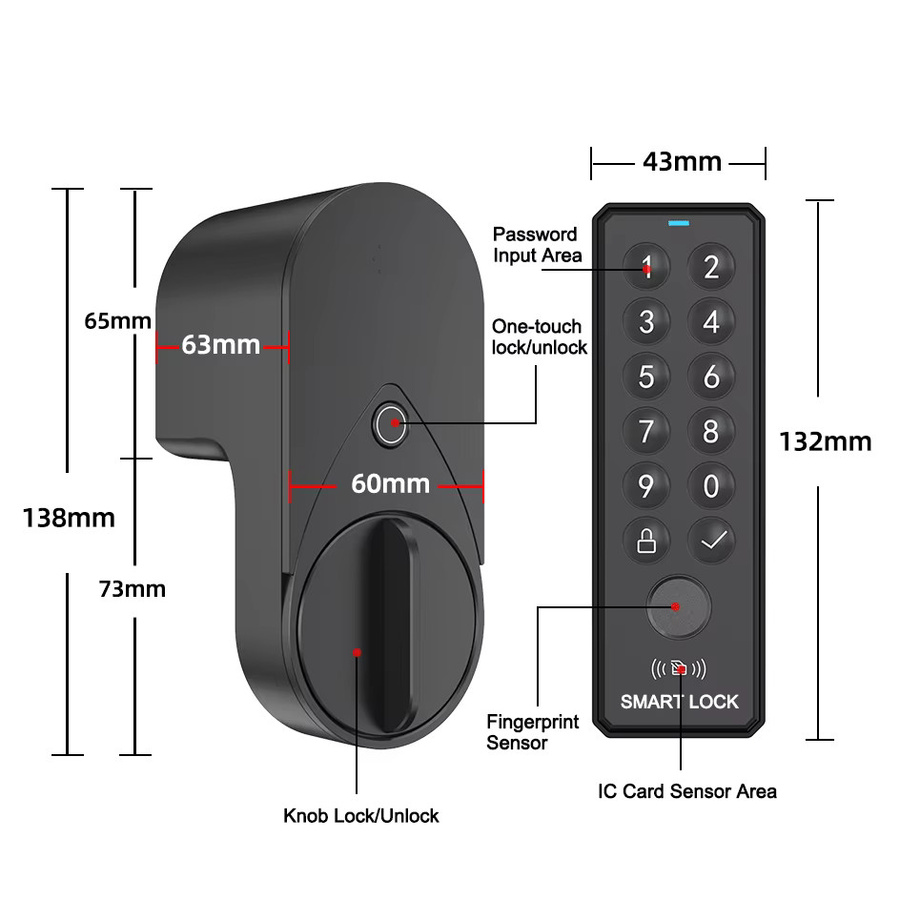 RAYKUBE EG one Tuya BLE Smart Lock Bundle mit Wireless Fingerprint und PIN Pad FP01 in Schwarz - Bild 6