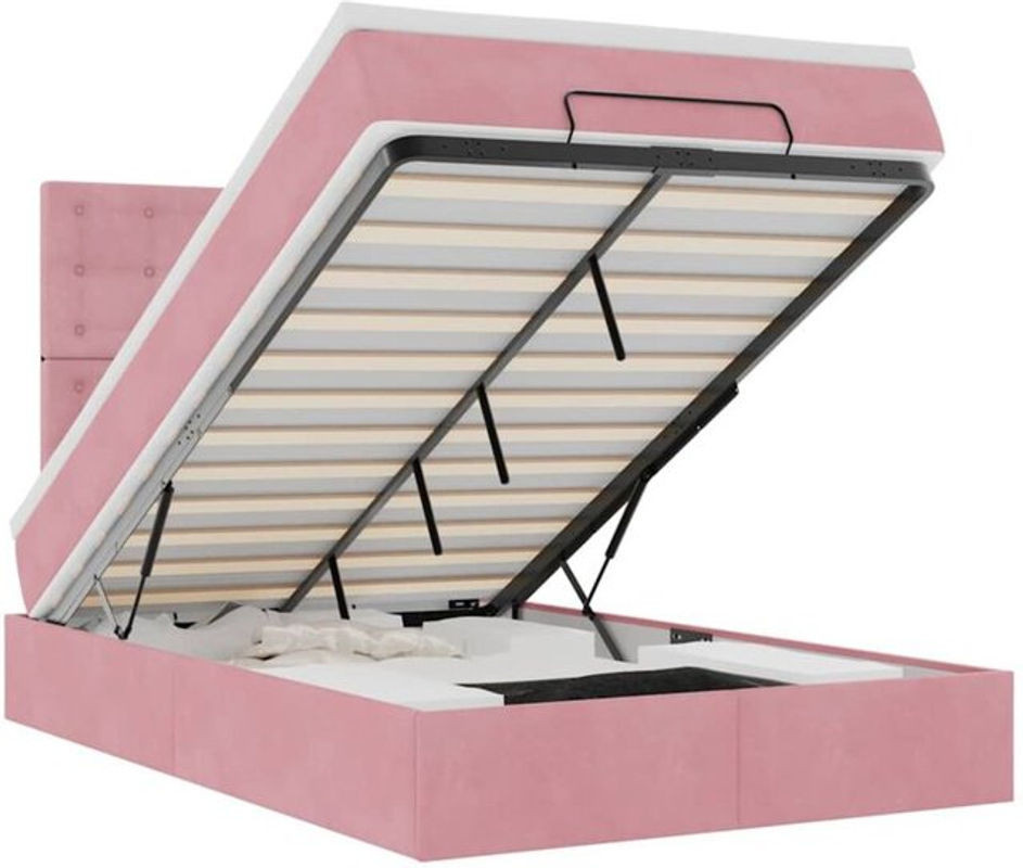 Vidaxl Ottoman Polsterbett mit Matratze aus Samt in Rosa B/T/H: 120 x 190 x 128 cm - Bild 1
