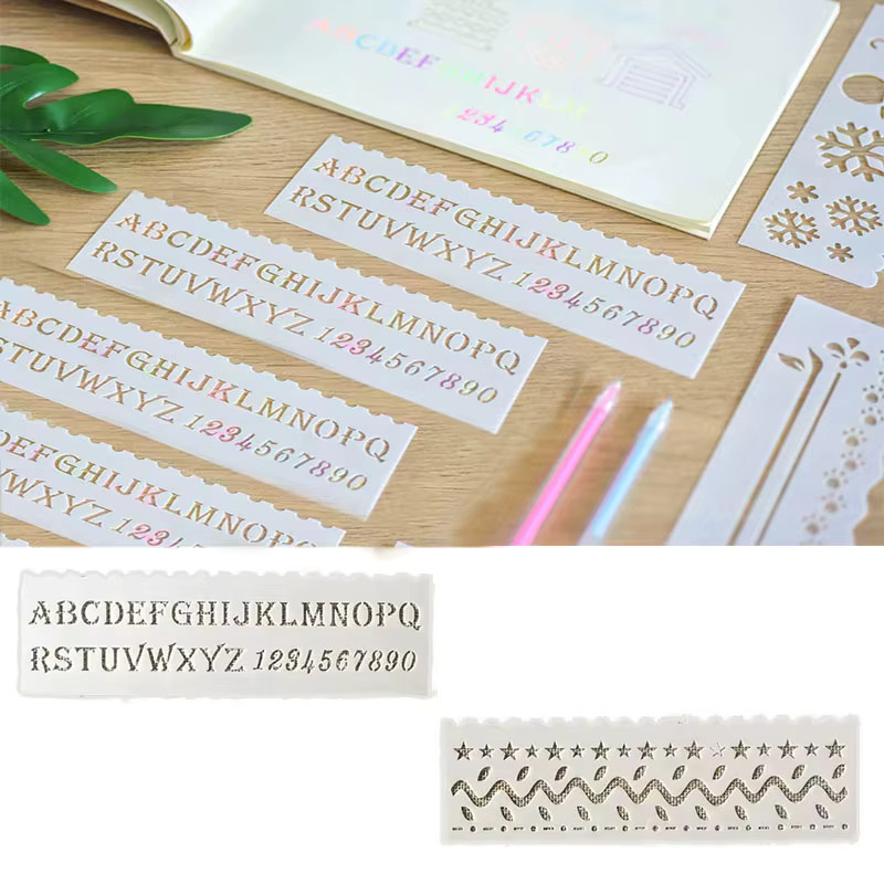 8-teiliges DIY-Buchstabenschichtvorlagen-Set aus Kunststoff in Weiß für Mal- und Prägeprozesse zur Gestaltung von Albumdekorationen und Karten - Bild 2