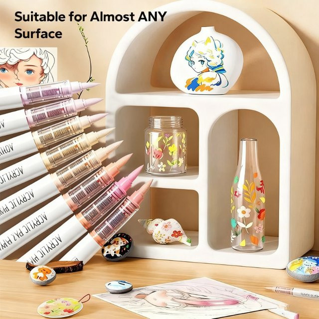 9-teiliges Acryl-Pinselstift-Set mit Tintensteuerung für Malen, Zeichnen und Skizzieren in Grau und Braun - Bild 1