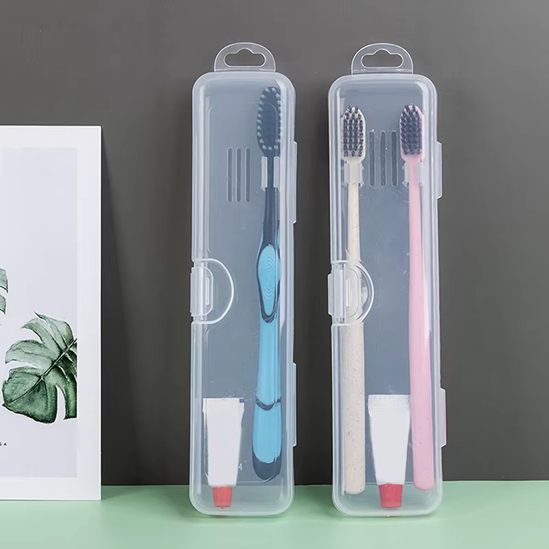 Transparente Zahnbürstenbox aus Kunststoff als tragbarer Organizer für Zahnbürste und Zahnpasta, Höhe: 20,0 cm, Breite: 4,5 cm, Tiefe: 1,0 cm - Bild 2