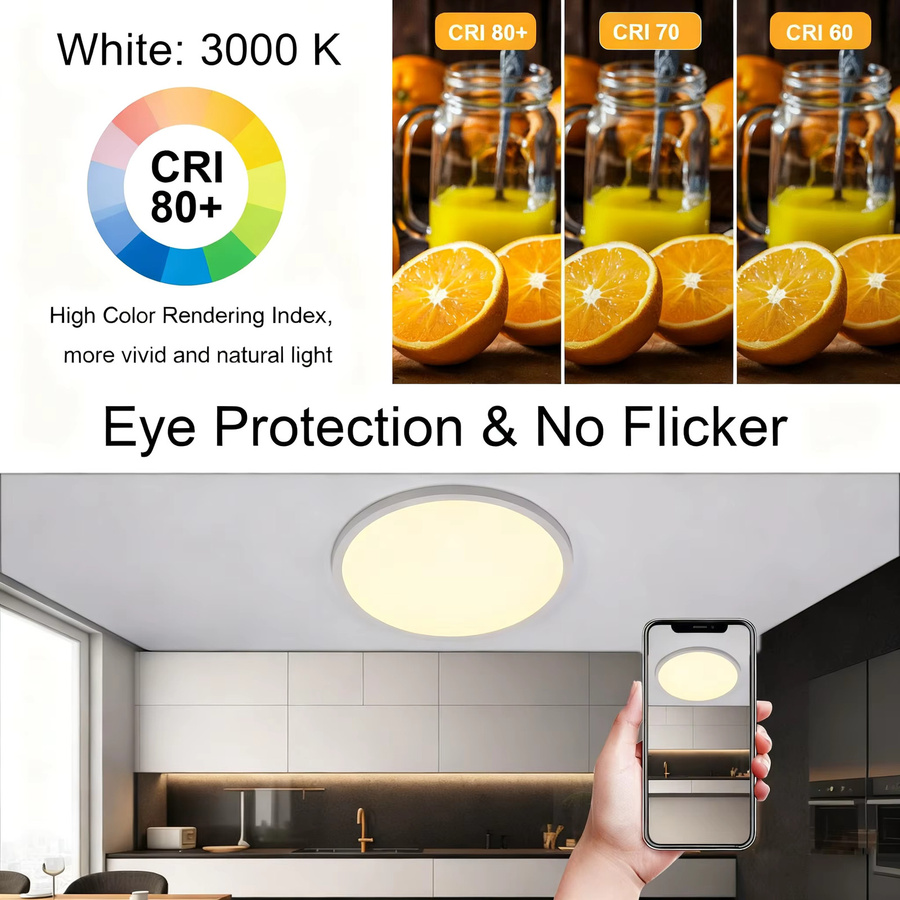 Oyajia 2er Set LED-Deckenleuchten in Weiß, Ultradünne runde Deckenlampe mit Warmweiß 3000K, Durchmesser: 38 cm - Bild 3