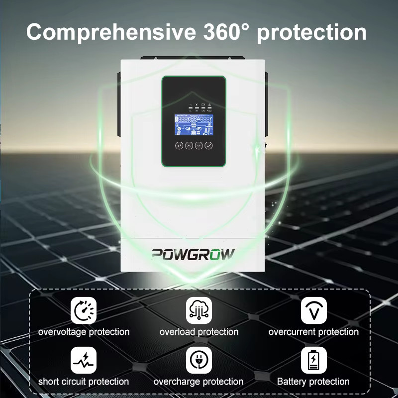 POWGROW 3,6KW 24V Hybrid-Solarwechselrichter mit 100A MPPT-Laderegler, Reine Sinuswelle und WLAN-Unterstützung, Farbe: Weiß - Bild 3