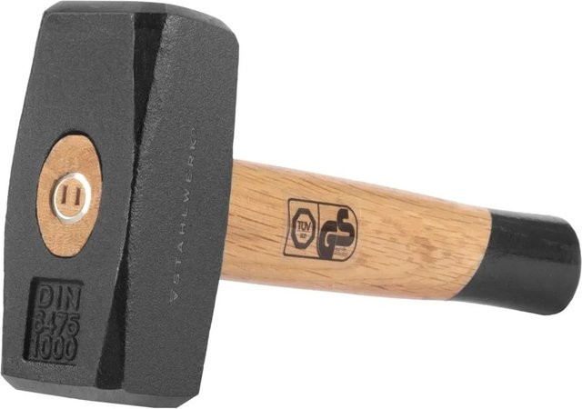 STAHLWERK Fäustel Plattenhammer aus Carbon-Stahl mit Holzstiel in Schwarz, 1000g - Bild 1