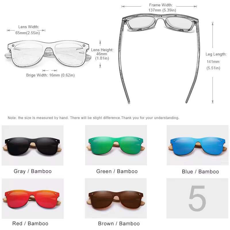KINGSEVEN Sonnenbrille, Holz, Vollrand, Square, Schwarz, Unisex, polarisiert - Bild 4