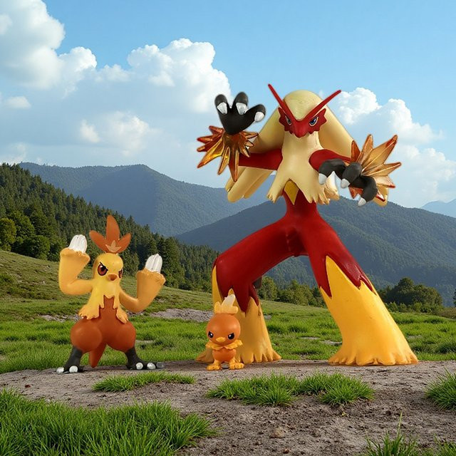 Bandai Pokémon Torchic Combusken Blaziken Figuren, 3-teiliges Set - Bild 1