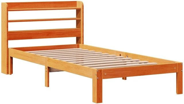 vidaXL Massivholzbett aus Kiefernholz in Braun, rustikaler Stil, ohne Matratze, B/T: 100 x 200 cm - Bild 1