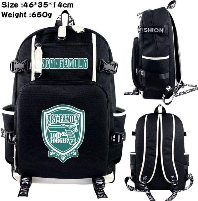 3-teiliges Schulrucksack-Set aus Oxford-Stoff in Schwarz mit Schultasche, Schultergurt und Federmäppchen - Bild 1