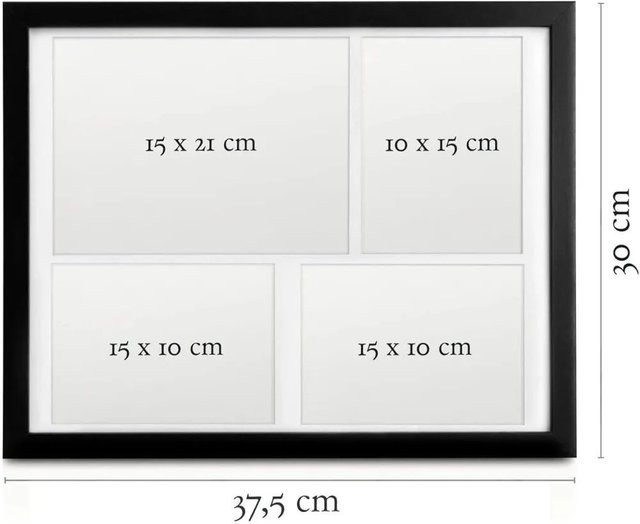 Bomoe Galeria Bilderrahmen Set in Schwarz, 6-teilig mit 4 Rahmen für 15 x 21 cm und 2 Rahmen für 10 x 15 cm - Bild 1