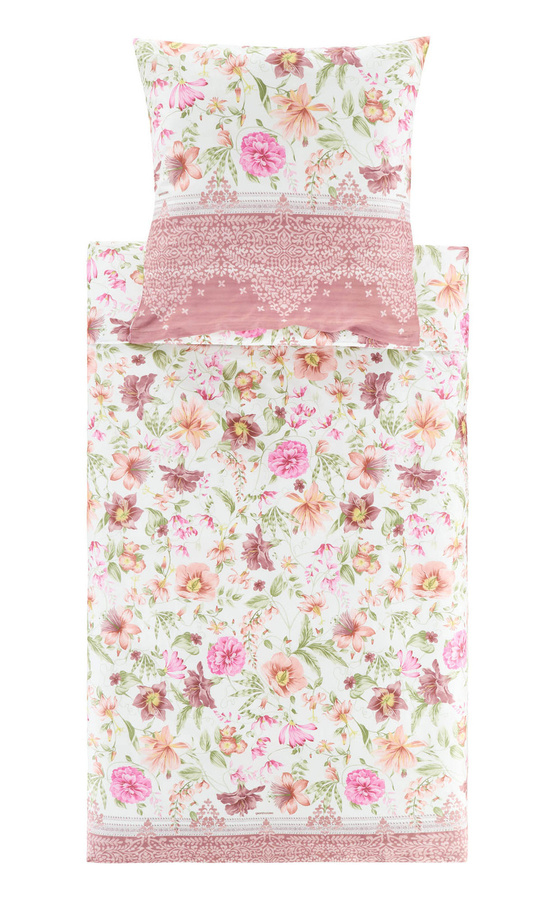 Bassetti Casablanca Mako-Satin Bettwäsche mit Zip-Verschluss in Rosa mit floralem und orientalischem Design - Bild 1