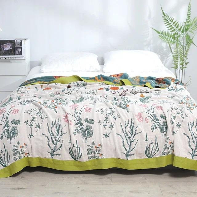 Nordische Freizeitdecke aus Baumwollgaze im Boho-Design, Sommer-Überwurf für Sofa und Bett, Mehrfarbig, B/T: 150 x 200 cm - Bild 1