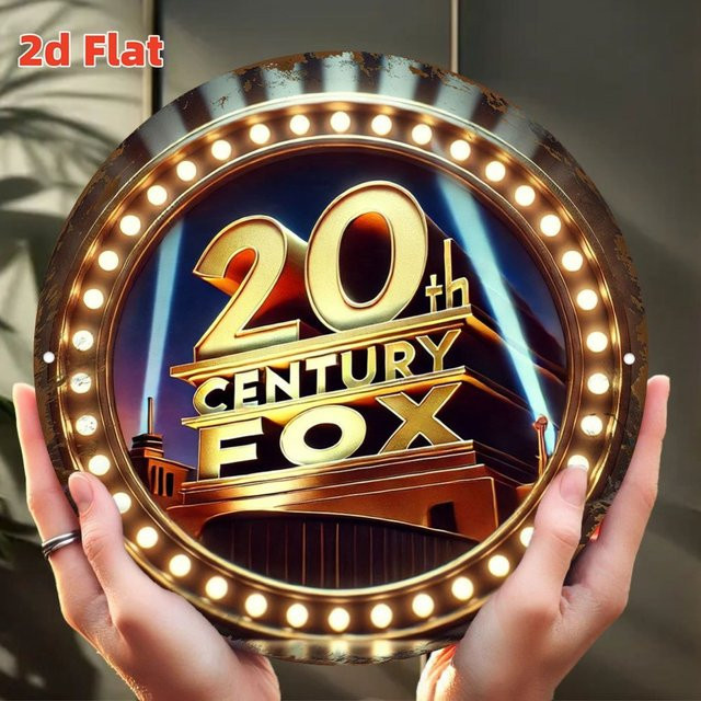 HELLOYOUNG Fox-Logo des 20. Jahrhunderts Wandgemälde aus Metall in Gold, rund, Durchmesser: 20 cm - Bild 1