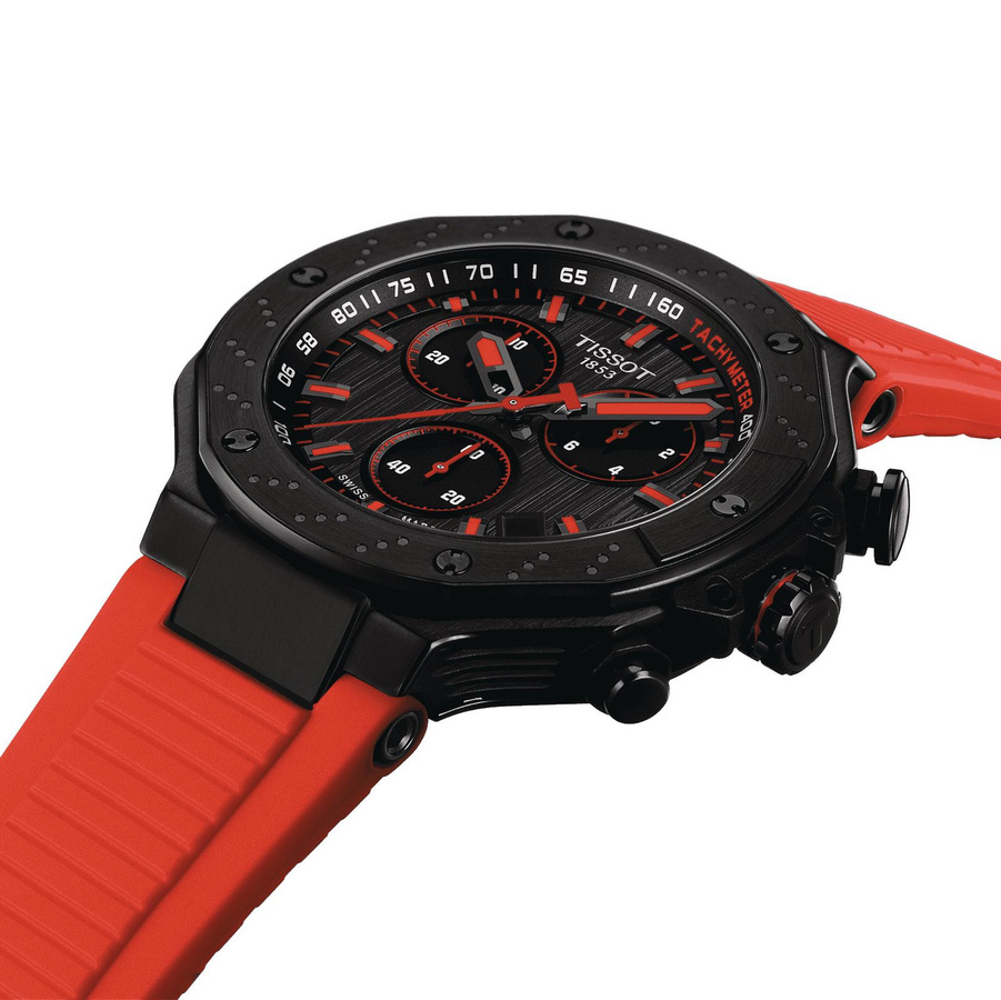 Tissot Chronograph, Quarz, Edelstahl, 45 mm, Silikon, Grau, Herren - Bild 5