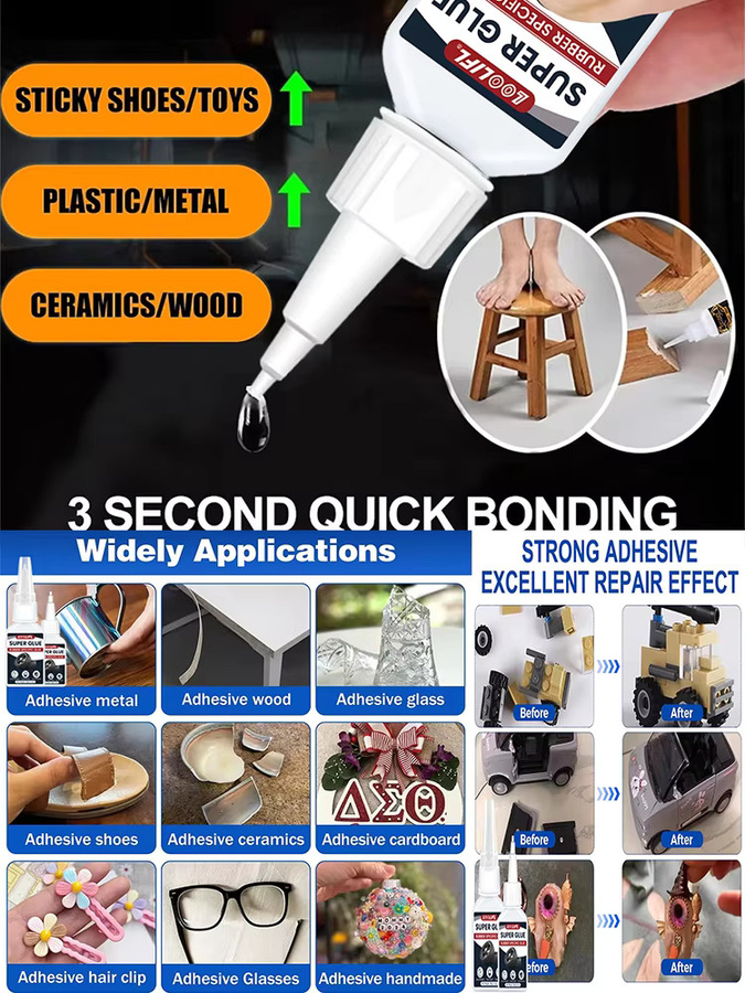 LOOLIFL SuperGlue Sekundenkleber transparent für Kunststoff, Metall, Holz, Glas und Gummi - Bild 7
