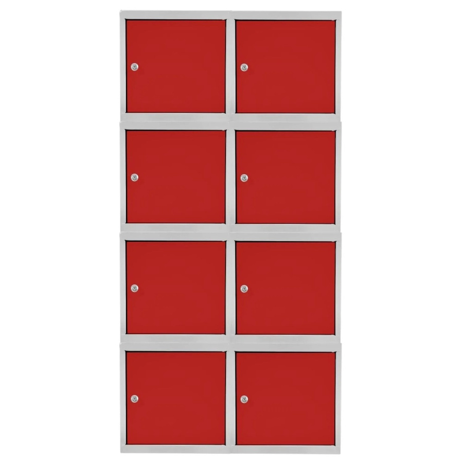 PROREGAL Blocky Schließfachwürfel Set mit 8 Einheiten, Stahl, Lichtgrau/Rot, B/T/H: 40 x 40 x 40 cm - Bild 2
