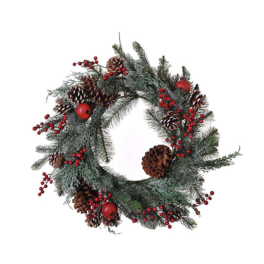 House of Nature Weihnachtskranz Pine Star mit Tannenzapfen, Äpfeln und Beeren in Rot und Grün, Durchmesser: 60 cm - Bild 1