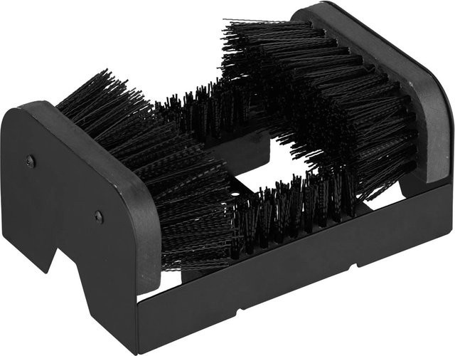 Relaxdays Schuhabstreifer aus Holz und Eisen in Schwarz mit Rundumbürsten und rutschfestem Stand, B/T/H: 23 x 10 x 15,5 cm - Bild 1