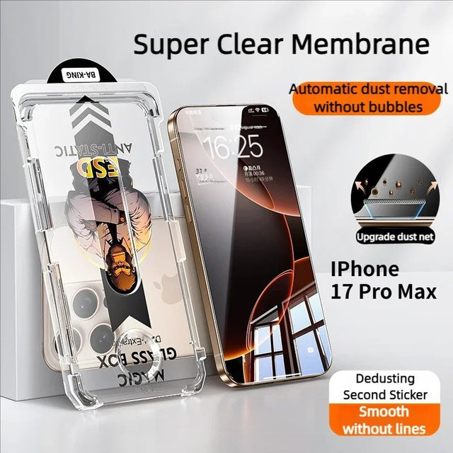 HD Privacy Displayschutzfolie aus gehärtetem Glas für iPhone 17 Air 16E 15 14 Plus 13 Pro Max, transparent - Bild 1