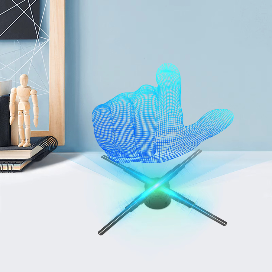 Bymaocar LED-Hologramm-Lüfter 3D-Hologramm-Projektor mit Fernbedienung in Schwarz - Bild 2