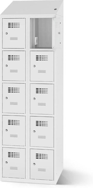 rotstahl Fächerschrank mit Ladefunktion und 10 Fächern in Hellgrau, B: 80 cm, H: 200 cm - Bild 1